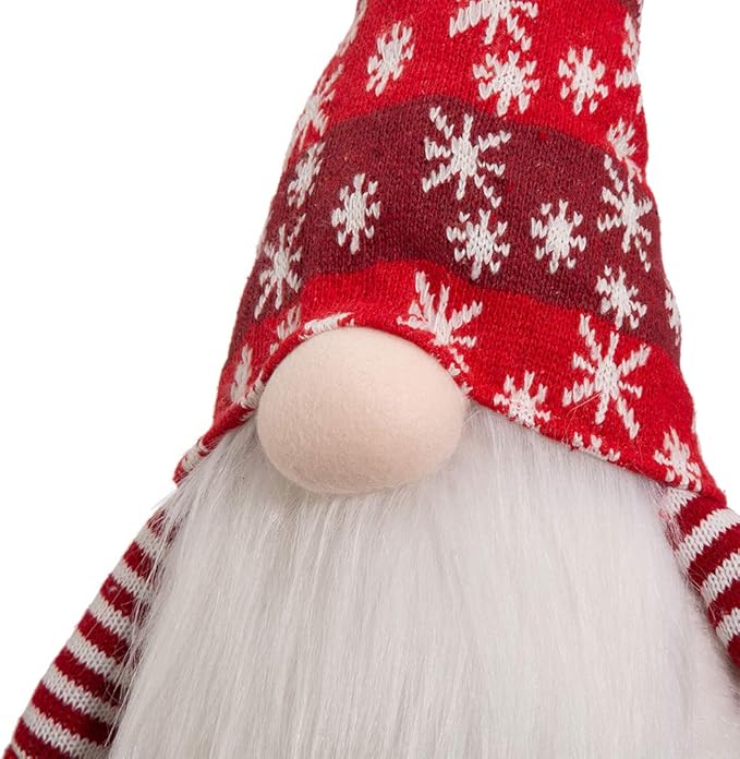 Glitzhome 25.59" H Gnome Plush Christmas Decoration, Fabric Xmas Standing Gnome Ornaments with Knitted Hat for Tabletop Party Mantel Holiday Christmas Decor Gifts