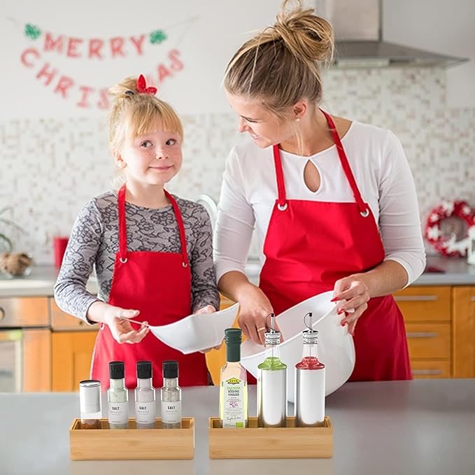 Bamboo Drawer Organizer – Set of 2 Stackable Storage Boxes, Silverware Tray & Small Gadget Holder for Kitchen Drawers, 9" x 3" x 2" (Outer), 8.3" x 2.3" x 1.77" (Inner)