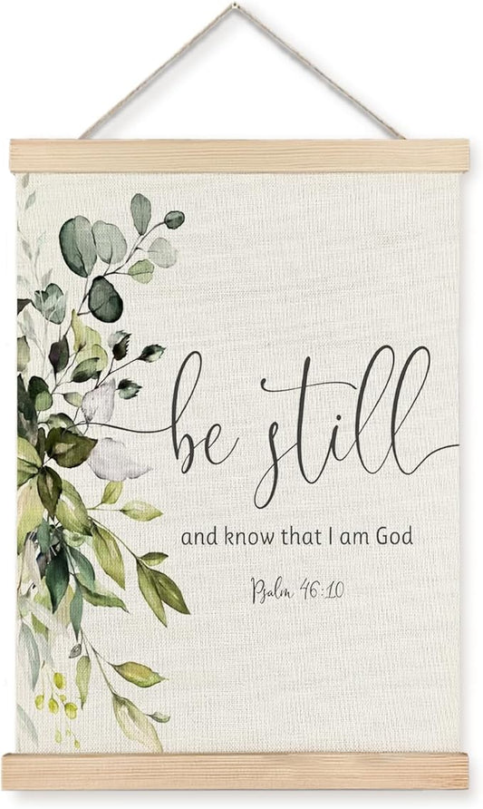 Supwhd Christian Wall Decor for Bedroom Living Room Office, Be Still and Know That I am God PSALM 46 Christian Wall Art Framed, 12x16