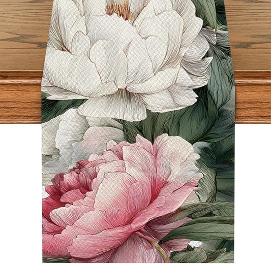 ANNA QUEEN Flowers Table Runner 13 x 72 Inch for Dining Table, Table Runner for Seasonal Autumn Kitchen Dining Table Decoration for Home Party Decor Thanksgiving Harvest