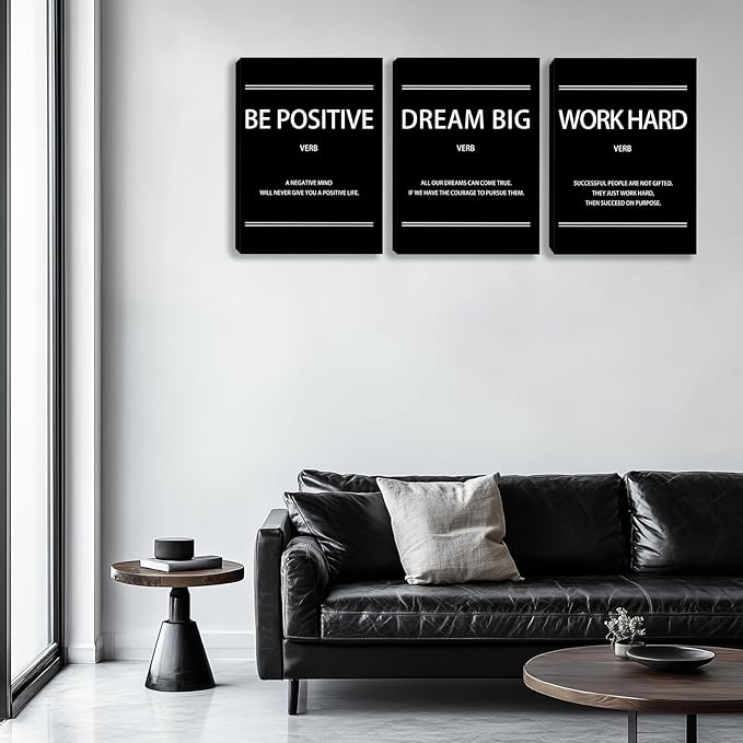 Motivational Wall Decor Paintings Inspirational Office Wall Decor Posters Prints 3 Pieces Bedroom Decor Living Room Office Canvas Picture Wall Painting Home Decoration Framed Artwork (48" Wx24 H)