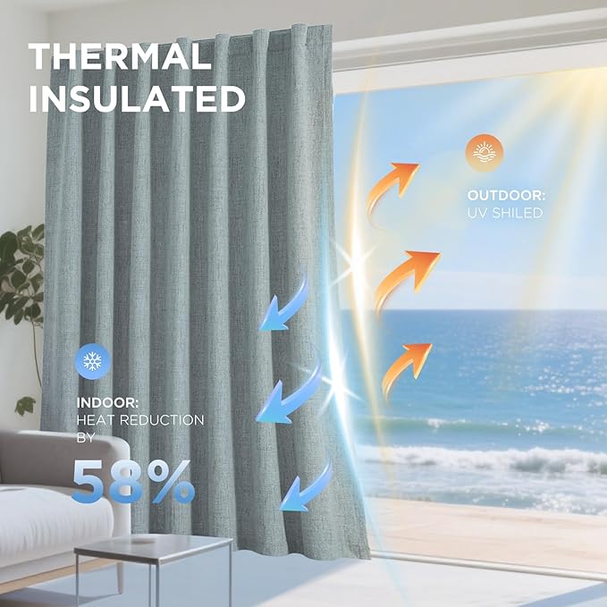 Joydeco Blackout Curtains for Bedroom - 72 Inch Long 100% Light Blocking 2 Panels Sage Green Drapes, Thermal Insulated Room Darkening Curtains, Linen Textured for Living Room, Rod Pocket & Back Tabs