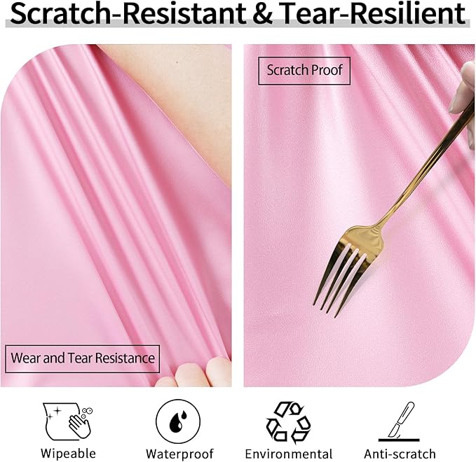 Fitted Pink Round Tablecloth for 36-44" Tables Waterproof Vinyl Mantel Redondo Para Mesa De 6 Sillas Accesorios Para Cocina Home Camping Sets Girls Birthday Party Desk Unique Decorations