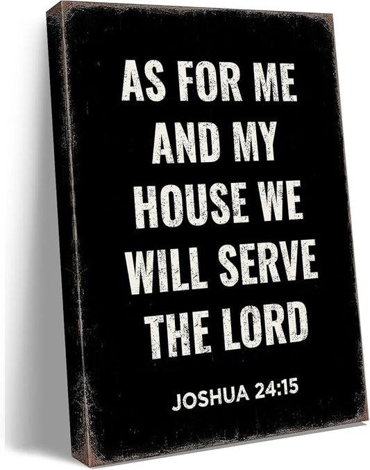 Bible Verse Scripture Wall art Joshua 24:15, As for Me and My House We Will Serve The Lord, with God All Things Are Possible, God Is Within Her She Will Not Fall, Christian Wall Decor for Prayer, Room living room, bedroom. A-404