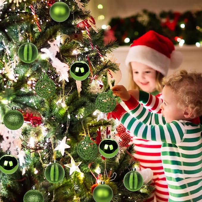 30PCS 2.36" Christmas Ball Ornaments Shatterproof Green Christmas Tree Decorations Xmas Tree Balls Halloween Ornaments Décor