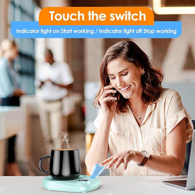 Coffee Mug Warmer - Fastest Heating & Highest Temperature, Coffee Cup Warmer for Desk Auto Shut Off, 4 Temp Settings & 1-12H Timer, Smart Electric Beverage Warmer for Coffee, Tea (Green)