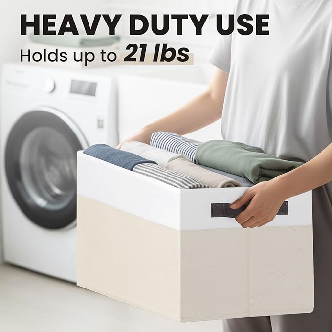 Large Closet Organizer Bins with Lids 8 Pack - Nursery Storage Baskets for Shelves Bedroom Dorm - Stackable RV Closet Organization Cubes Box with Handles for Clothes Purse Blanket Towel Magazine