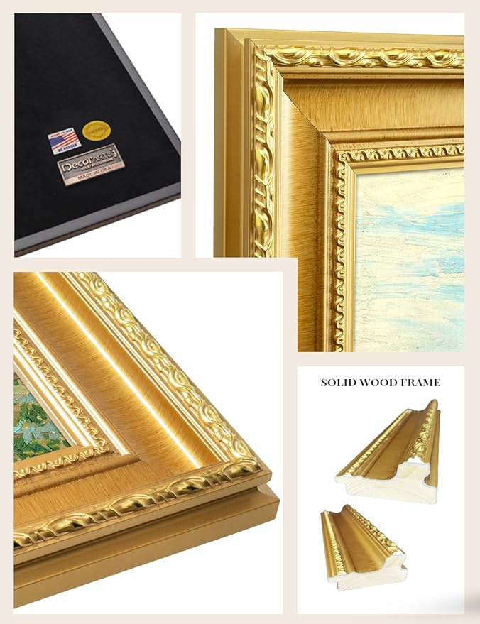 DECORARTS - The White Orchard by Vincent Van Gogh. Giclee Print on Acid-Free Canvas in Gold Solid Wood Frame. Picture Size: 20x16, Total Size: 24.75x20.75, Made in USA