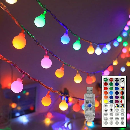LED Globe String Lights - 19.7ft USB Color Changing Twinkle Lights with Remote for Indoor, Classroom, Halloween, Room, Christmas