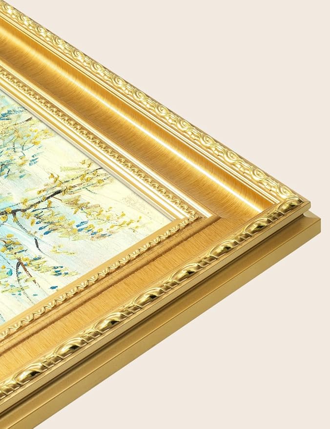 DECORARTS - Vincent van Gogh's The White Orchard. Museum-Quality Giclee Print on Cotton Canvas, Gold Solid Wood Frame, Framed Size: 34.75x28.75 in, Made in USA