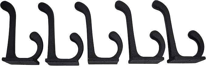 Claimed Corner Cast Iron Coat Hooks - Wall Mounted Rustic Farmhouse Matte Black Cast Iron DIY Coat Towel Hat Scarf Bags Hook 5-Pack