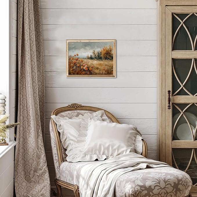 uniro Vintage Fall Landscape Wall Art Prints, Farmhouse Wall Decor Fall Wildflower Wall Painting Canvas Prints, Antique Autumn Nature Scenery Decor, Countryside Painting Picture Artwork for Bedroom Bathroom Kitchen decor ( 8" x 10"-UNFRAMED)