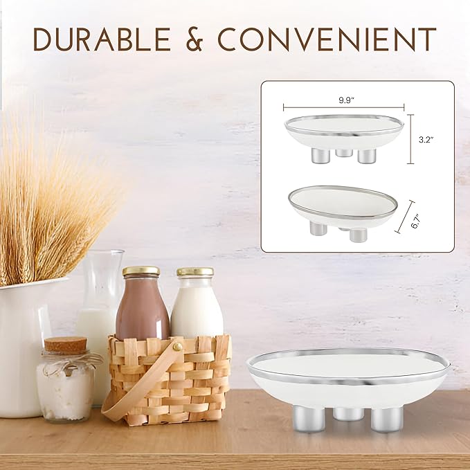 Ceramic Fruit Bowl – 10” White Decorative Bowl for Kitchen Counter – Modern Pedestal Bowl, Fruit Bowls, Catch All bowl, and Fruit Basket for Kitchen Counter