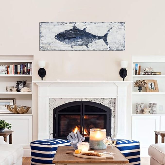NdcSkyArt Vintage Bluefin Tuna Wall Art: Nautical Coastal Decor for Home & Office