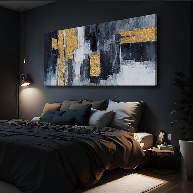 VAYIMDH Abstract Wall Print Textured Wall Pictures Large Canvas Wall Art for Living Room 29"x58" Office Wall Decor Gold Foil Artwork