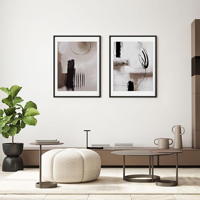 Black 18x24 Picture Frame, Large 18 by 24 Poster Frames Set of 2, Natural Oak Wood Frame 18 x 24 with Tempered Glass, 18x24 Black Wood Frames, 18"x24" Art Frame