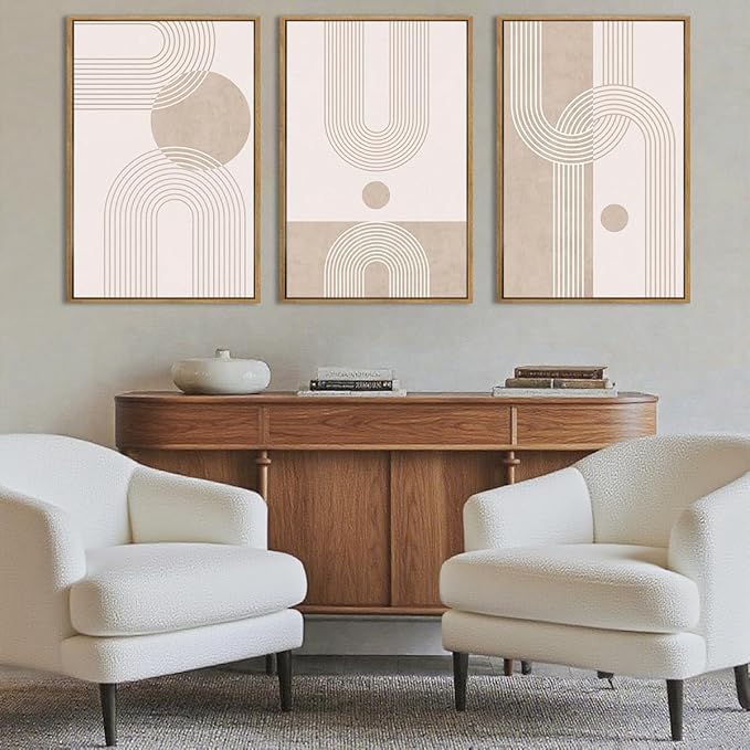 ANHUIB Neutral Wall Art Modern Boho Wall Decor Abstract Line Artwork 16x24 Inch Set of 3 for Living Room Bedroom Dining Room