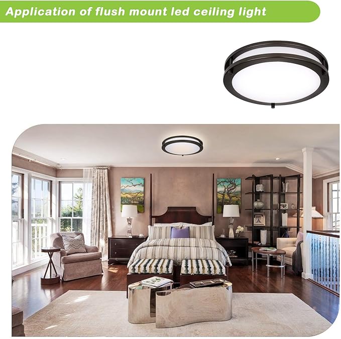13 inch Flush Mount LED Ceiling Light Fixture, 2700K/3000K/3500K/4000K/5000K Adjustable Ceiling Lights, Oil Rubbed Bronze Saturn Dimmable Lighting for Hallway Bathroom Kitchen or Stairwell, ETL Listed