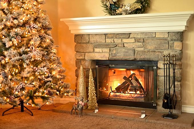 Barton 9-Pieces Ceramic Fireplace Logs Realistic Style Birch Wood Fire Log Heat Resistant Gas Vented Insert Logs