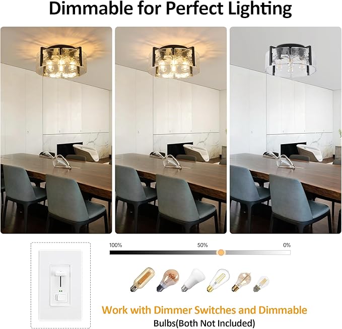 Black Semi Flush Mount Ceiling Light Fixture, 4-Light Modern Hallway Light Fixtures Ceiling Mount, Foyer Kitchen Lighting Fixtures Ceiling Lights for Bedroom, Bathroom, Laundry Room, Entryway, Hallway