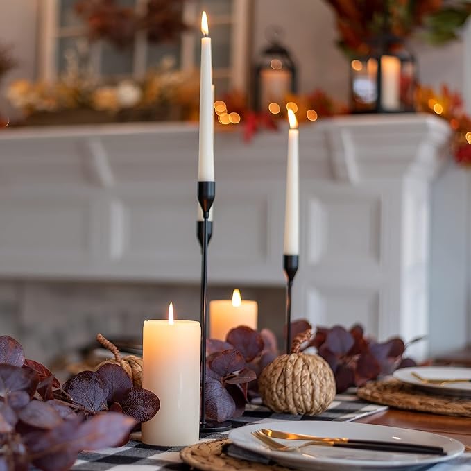 24Pcs Candle Holders, Black Candlestick Holder in Bulk Taper Candle Holders for Pillar Candles Metal Candle Stands For Table Centerpiece, Wedding, Dinning, Party, Valentines Home Decor (Black)