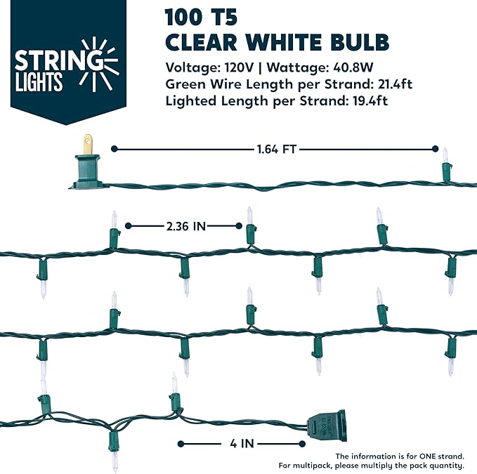 Joiedomi Clear Christmas String Lights Indoor,200(2x100) Mini Warm White Fairy Light,42.8 FT Lighting Decor for Patio Dorm Classroom Bedroom Holiday Wedding Party Garland Birthday Festival,Green Wire