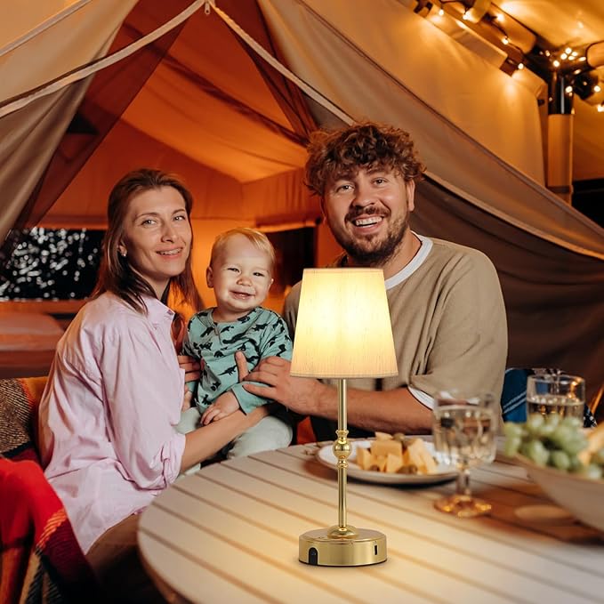 Portables Cordless LED Table Lamp with Dimmer,Outdoor Gold Desk Lamp10000mAh Wireless Rechargeable Battery Nightstand Lamp for Bedroom Bedside Home Camping Balcony Bar RV,Decor