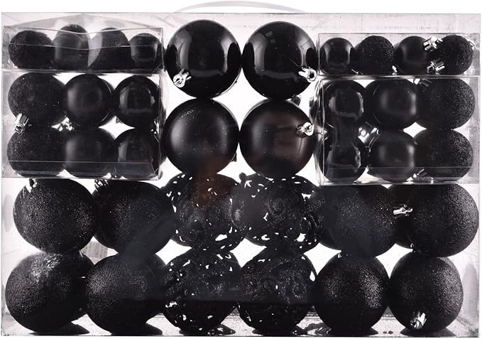 Halloween Balls Tree Ornaments, Shatterproof Christmas Decorations Set with Reusable Hand-held Gift Package for Holiday Xmas Tree Decor (100, Black)