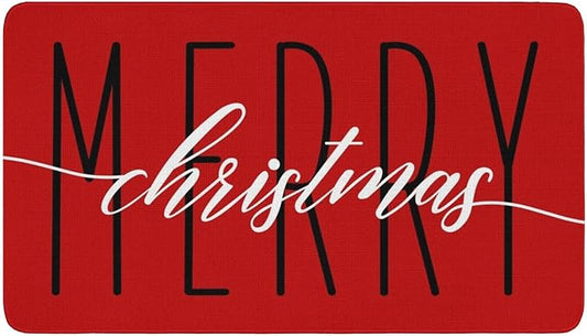 Merry Christmas Welcome Doormat 30x17 Inch Christmas Front Door Mat Indoor Outdoor Entrance Floor Mats Non-Slip Washable Winter Xmas Holiday Home Decor Rugs