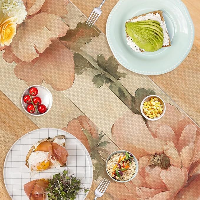 ANNA QUEEN Flowers Table Runner 13 x 72 Inch for Dining Table, Table Runner for Seasonal Autumn Kitchen Dining Table Decoration for Home Party Decor Thanksgiving Harvest