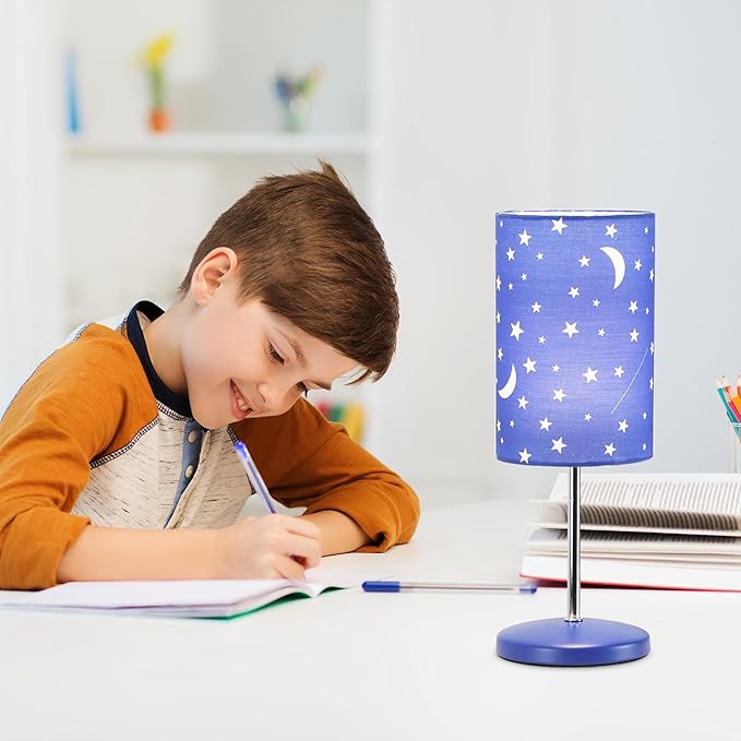 Lampwell Alee Modern Set of 2 Small Table Lamps for Living Room and Bedroom,4.33H12.21IN,Blue Moon Table Lamps, Bulb Excluded