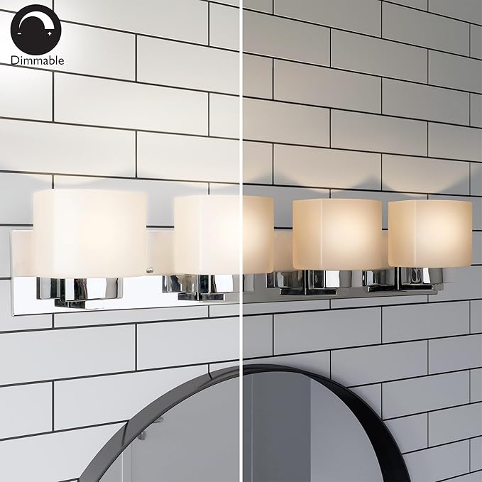 Design House Dove Creek Bathroom Light Fixtures - Traditional 4-Light Vanity Lights for Bathroom - Dimmable Vanity Lights with Frosted Glass – Polished Chrome, 589671