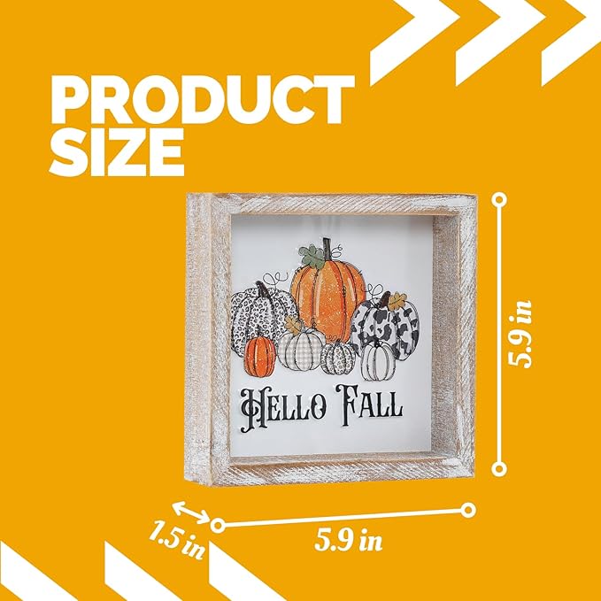 Embossed Pumpkin Sign, Farmhouse Autumn Decorations, Wooden Fall Tiered Tray Decor for Shelf Cubicle Desk Mantel, Rustic Thanksgiving Table Decor