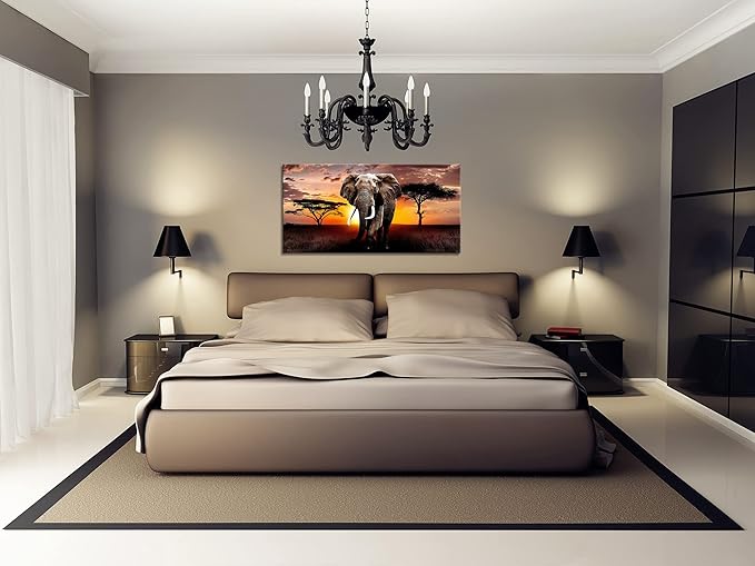 XXMWallArt FC3050 Canvas Wall Art Elephant Picture African Wild Animals Artwork Painting Print for Living Room Bedroom Kitchen Home and Office Wall Decor