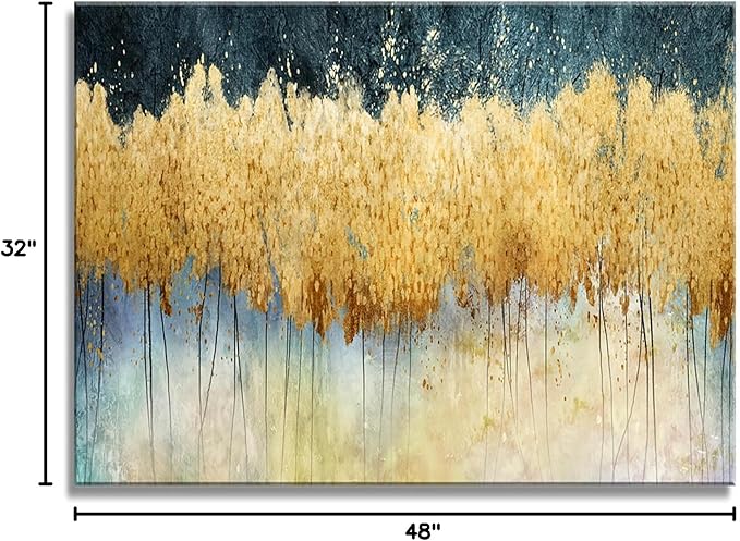 XXMWallArt FC2681 Canvas Wall Art Abstract Golden Forest Painting Modern Decor Abstract Canvas Prints for Living Room Bedroom Kitchen Home and Office Wall Decor