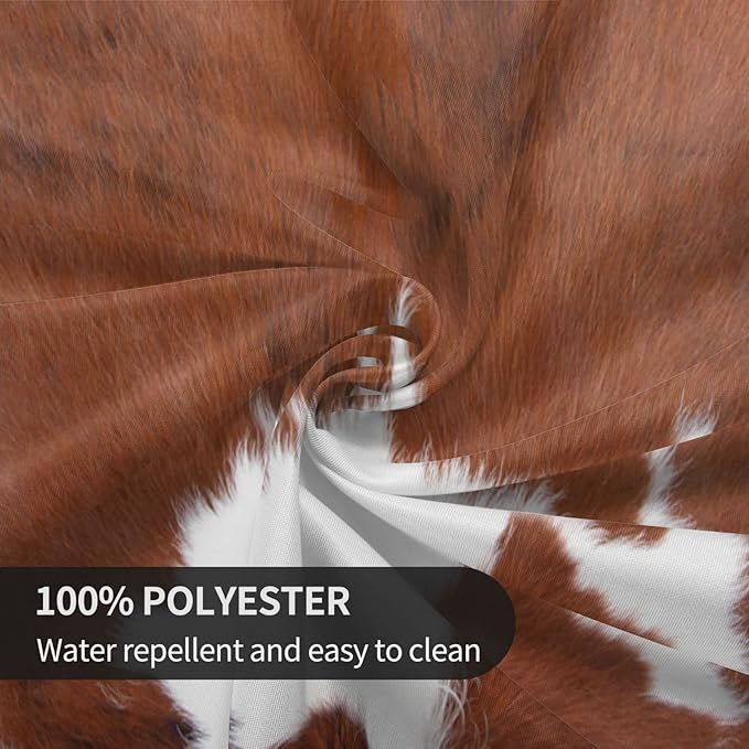 Cow Print Tablecloth Round 60 Inch Vinyl Spring Cowhide Table Cloths for Parties Waterproof Fabric Brown Animal Print Tablecloths Decorative for Holiday Home Party Wedding Picnic