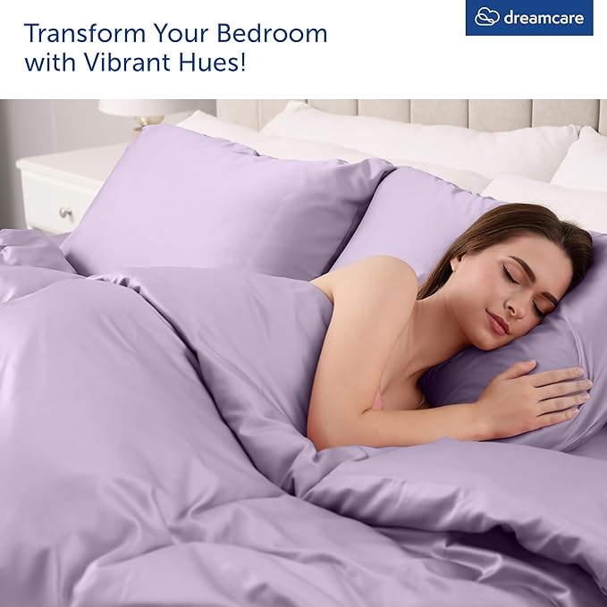 DREAMCARE King Size Sheets Set – 6 pcs Cooling Bed Sheets – up to 21” Deep Pocket King Sheet Set – 2500 Supreme Collection – Extra Soft 100% Brushed Microfiber Hotel Luxury with Side Pocket – Lavender