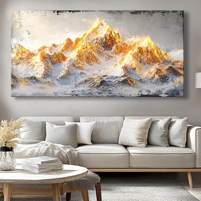 Canvas Wall Art Mountain Peak - Modern Landscape Paintings for Living Room, Bedroom Wall Decor, Framed Wall Art for Home or Office Decoration, Large Wall Art 60x120cm(24x48in)