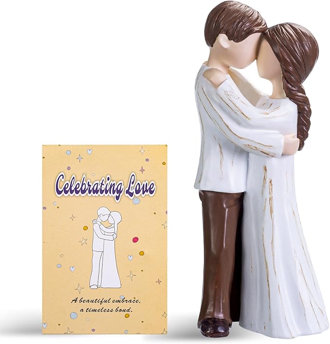 Birthday Gift for Couple, Timeless Love, Hand-Painted Resin Sculpture of Embracing Husband and Wife, Perfect for Couples and Family Celebrations