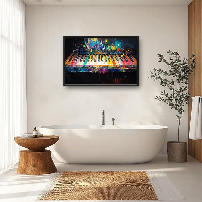 Piano Wall Art, Music Pictures Wall Decor, Note and Piano's Keys Canvas Prints Painting, Large Framed Artwork For Music Studio Living Room Bedroom Home Decorations 36"x 24"