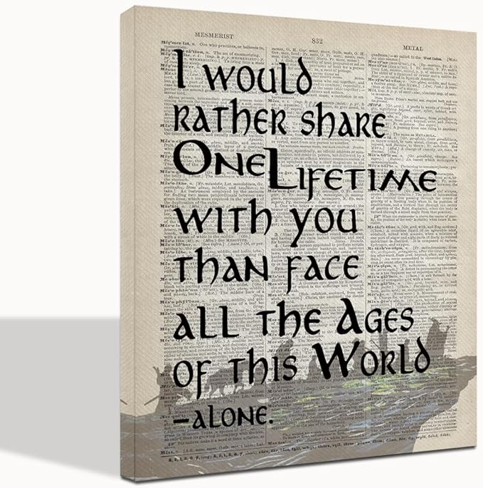 LOTR Merch: I Would Rather Share One Lifetime - Arwen, Framed Lord of the Rings Poster - Canvas Wall Art Decor, 10x12 inch