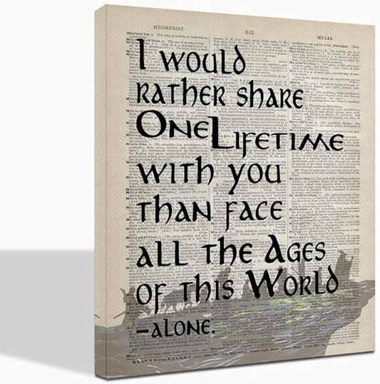 LOTR Merch: I Would Rather Share One Lifetime - Arwen, Framed Lord of the Rings Poster - Canvas Wall Art Decor, 10x12 inch