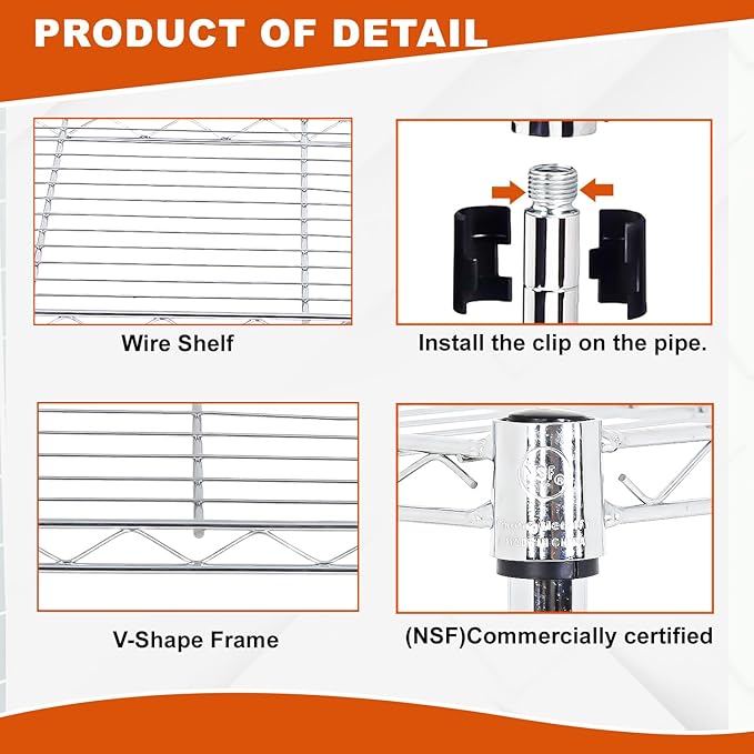 PayLessHere | 3-Tier Wire Shelf with Wheels | 23"x13"x31" | Chrome | Adjustable Racks | Heavy-Duty Storage Shelves, Holds Upto 170 lbs | Rust-Resistant, No-Tool Assembly | for Home, Garage Shelving