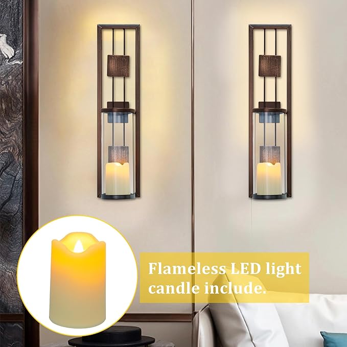 Wall Sconce Candle Holder Metal Wall Decorations for Living Room, Bathroom, Dining Room, Set of 2