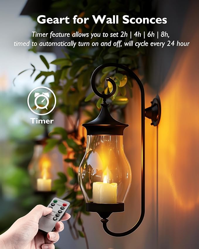 Homemory Flameless Votive Candles with Timer Remote, 2" x 2" Real Wax, 300+ Hour Realistic Black Wick Battery Operated Candles, Set of 6 for Wedding, Party and Holiday Decoration (Battery Included)