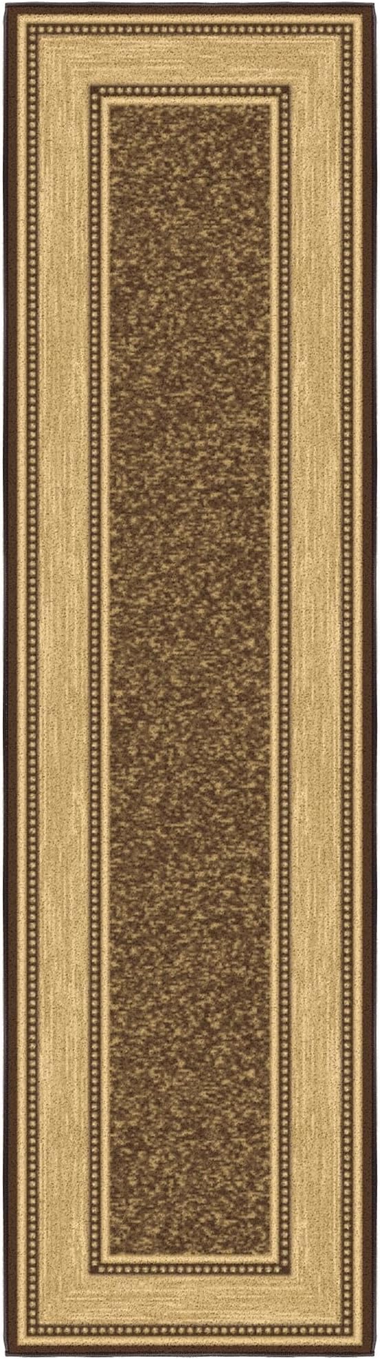 Ottomanson Hallway Runner Rug 1'10" x 7' Non Slip Border Area Rugs Easy to Clean Laundry Rug Runner Durable & Pet Friendly Floor Carpet Runners for Hallways Entryway Living Room Kitchen, Brown