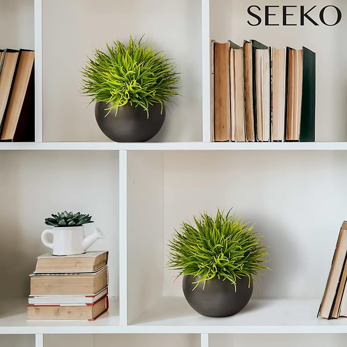 SEEKO Succulents Artificial Plants (2 Pack) Indoor Fake Desk Plants for Shelf Decor