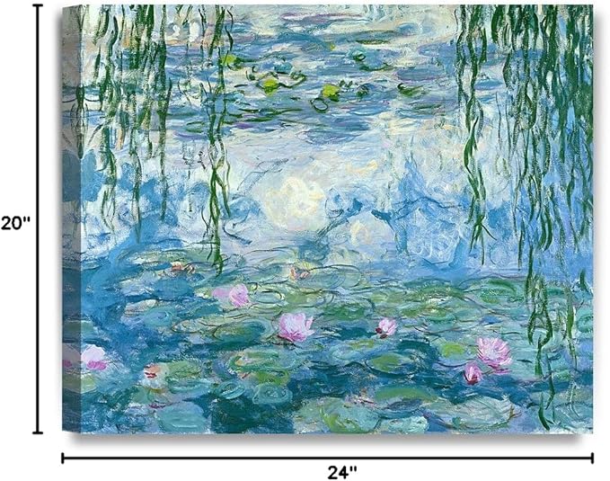 DECORARTS - Water Lilies 1916-1919, Claude Monet Art Reproduction. Giclee Canvas Prints Wall Art for Home Decor 24x20