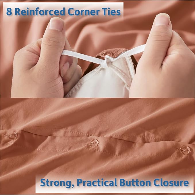 Nestl Rust Duvet Cover King Size - Soft Double Brushed King Duvet Cover Set, 3 Piece, with Button Closure, 1 Duvet Cover 104x90 inches and 2 Pillow Shams