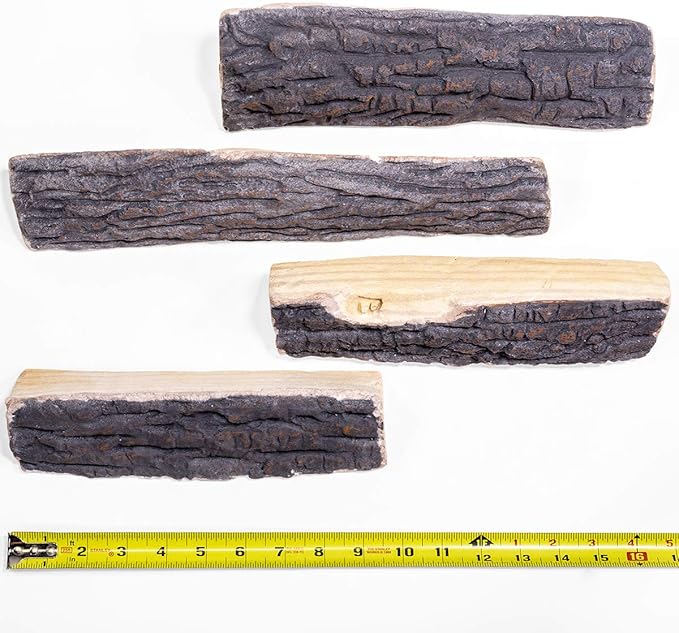 Barton 8-Pieces Realistic Ceramic Wood Log Set Ash Wood Style Stackable Logs Gas Heat Resistant Outdoor/Indoor Fireplace Fire Wood Fake Logs (8PCS)